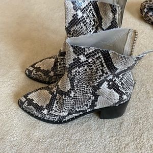 Snakeskin print booties